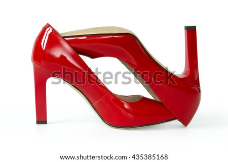 Fashion red high-heeled shoes. Clipping path included.