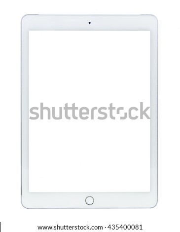 White tablet computer isolated on over Black background Royalty-Free Stock Photo #435400081