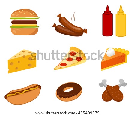 fast food set vector on white background