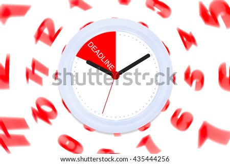 Isolated Clock Black and Red hand with Creative Concept Work Life Success on White Background Copy Space on the Right  / Balance and Integrated for Success People