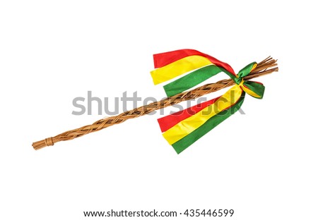 Easter whip on the white background. Symbol of springtime. Royalty-Free Stock Photo #435446599