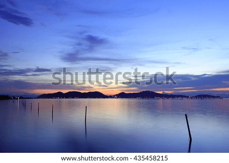 Long exposure image of "Sonkhla Lake" during after sunset on 12 June 2016 at Songkhla Southern Thailand.Image has certain noise and soft focus when view at full resolution