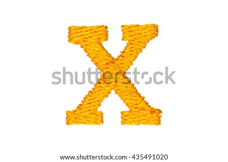 Gold Embroidery Designs alphabet X isolate on white background
