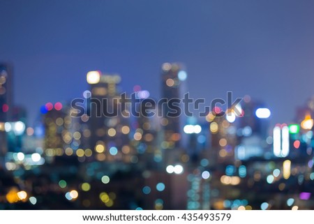 Blurred light city and office building night view, abstract background