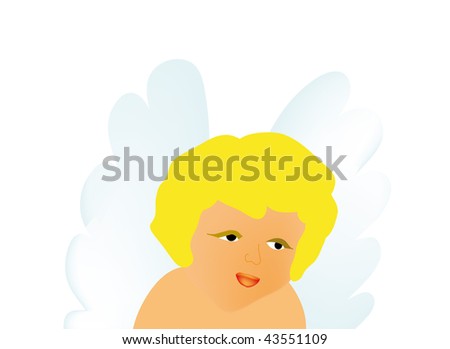 vector illustration of little angel isolated on background