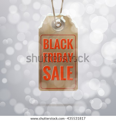 Black Friday sale background with realistic discount tag and snow. EPS 10 vector file included