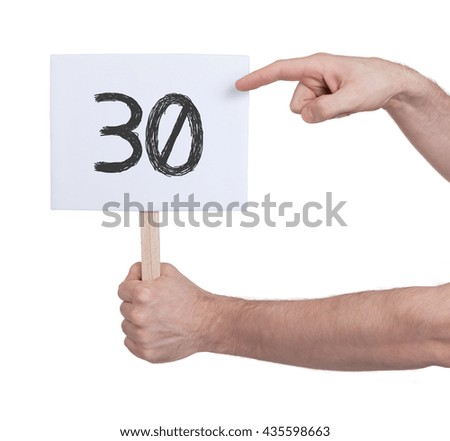 Sign with a number, isolated on white - 30