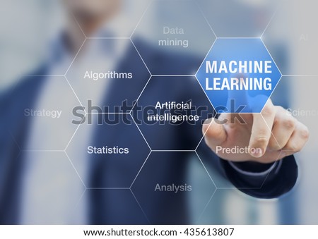Concept about machine learning to improve artificial intelligence ability for predictions Royalty-Free Stock Photo #435613807