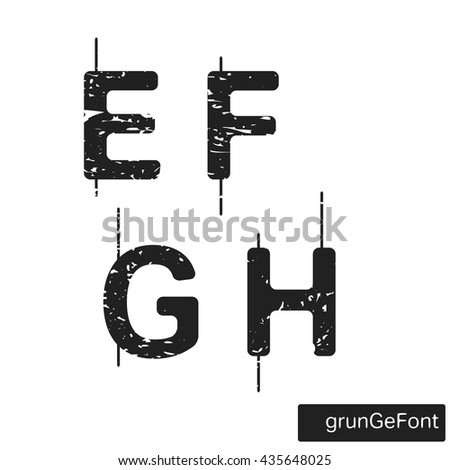 Alphabet grunge font template. Set of letters E, F, G, H logo or icon. Vector illustration.
