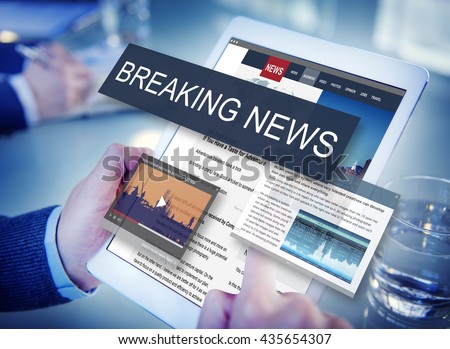 Breaking News Media Announcement Social Concept Royalty-Free Stock Photo #435654307