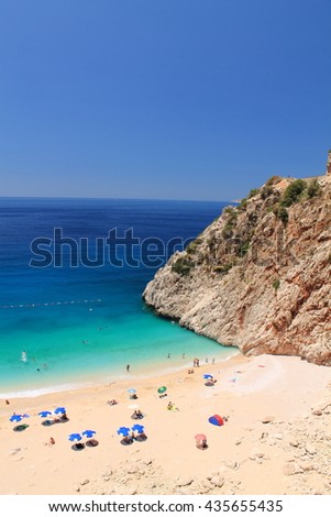 travel to paradise sandy kaputas beach for summer holidays, turkey