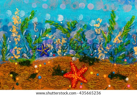 Underwater seascape - abstract drawing background