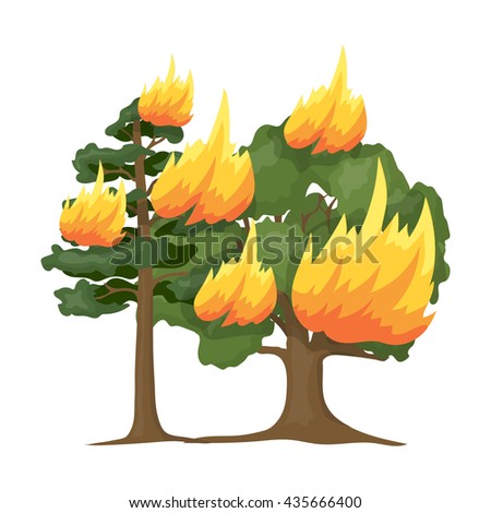Forest fire vector illustration icon in cartoon design