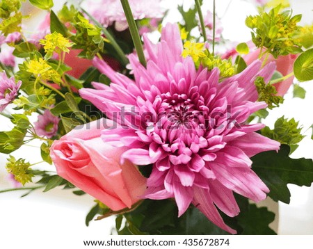 pink chrysanthemum in a flower bouquet