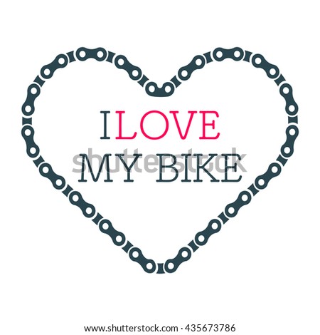 Bike heart vector with the hipster style modern urban bike in the center of illustration. 100% vector easy to edit illustration. 