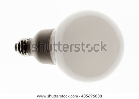 perfectly clean energy saving lamp, contemporary light emitter isolated on a light table, high resolution, free of dust, white, similar to Edison bulb, energy-efficient lamp, decorative and vintage