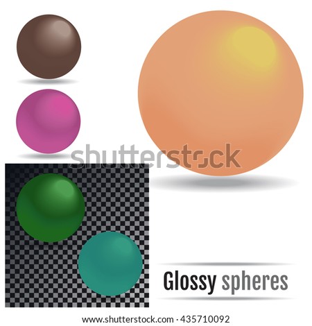 Set of colored Glossy spheres Vector.