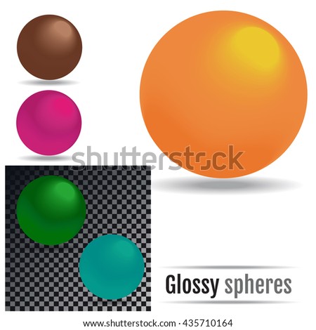 Set of colored Glossy spheres Vector.