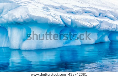 Huge icebergs near Neko Bay in Antarctica
