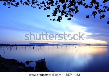Long exposure image of "Sonkhla Lake" during before sunrise on 13 June 2016 at Songkhla Southern Thailand.Image has certain noise and soft focus when view at full resolution