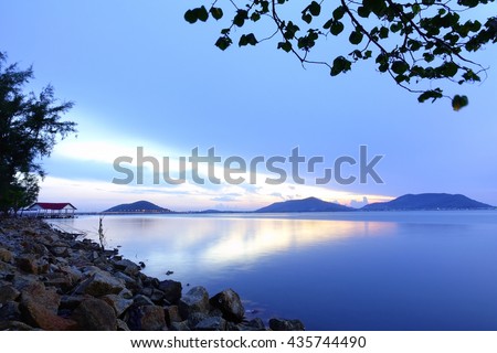 Long exposure image of "Sonkhla Lake" during before sunrise on 13 June 2016 at Songkhla Southern Thailand.Image has certain noise and soft focus when view at full resolution
