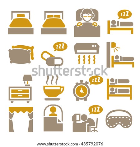 bedroom, sleep, sleeping icon set
