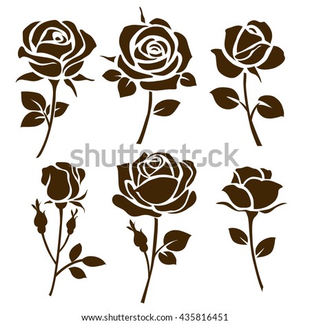  Flower icon. Set of decorative rose silhouettes. Vector rose Royalty-Free Stock Photo #435816451
