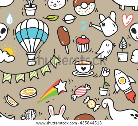 various object doodle background