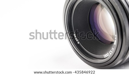 camera lens on white background