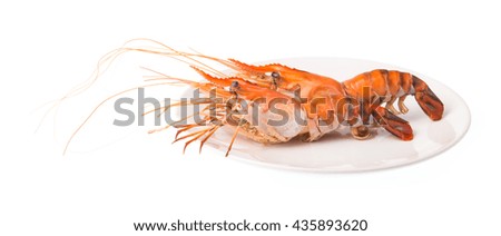 Shrimp grilled with dish isolated on white background