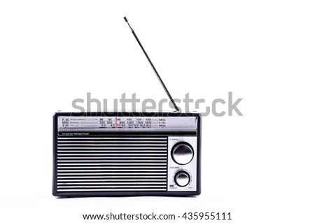 Vintage Chrome Transistor Radio Isolated on White Background