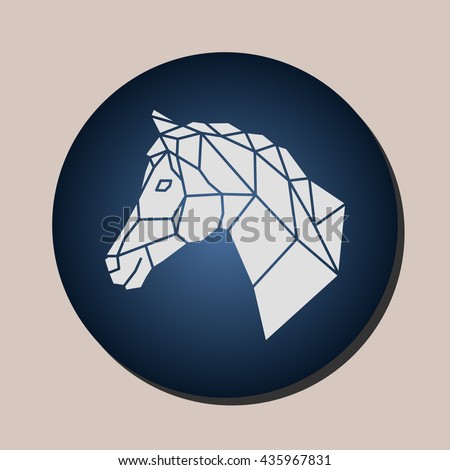 Vector images of horse head design on beige background. Horse geometric logo in a circle.