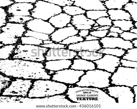 Abstract isolated close-up texture of cracked ground . Vector template easy to use