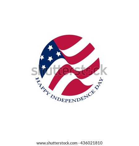 Isolated round shape American flag vector logo. US national symbol on the white background logotype.
