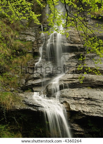A scenic waterfall stream in silky effect.