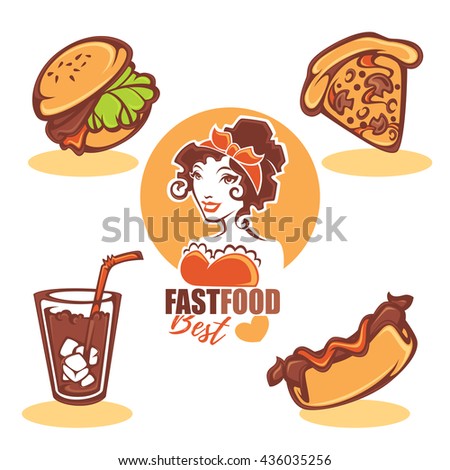 vector illustration for retro classic fastfood american menu