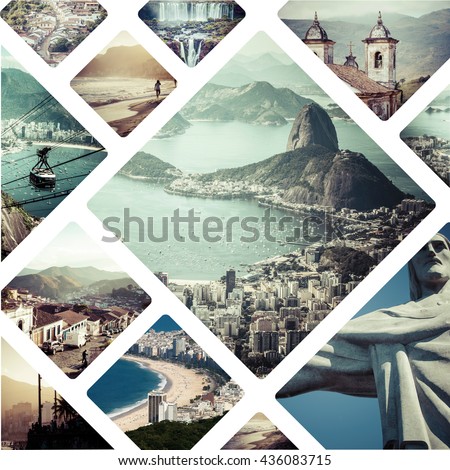 Collage of Rio de Janeiro (Brazil) images - travel background (my photos) Royalty-Free Stock Photo #436083715