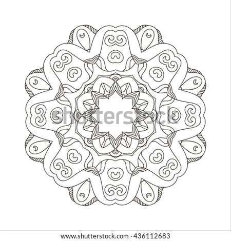 Mandala coloring book, outline mandalas inspired Arabian and Indian, Tibetan ornament.Adult coloring page. Decorative element for ethnic shop or as pattern for web design.