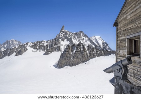Pointe Helbronner mountain - 3462 m, Monte Bianco massif in Alps (Mont Blanc), Courmayeur ,Aosta Valley ,Italy