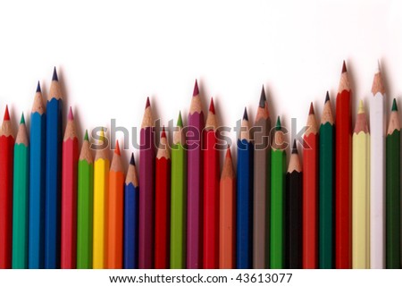 Various colour pencils isolated on white.