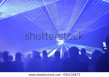 Laser show concert crowd