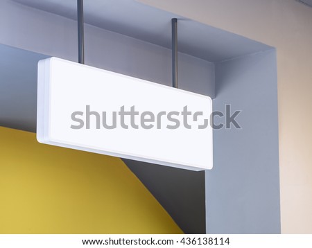 Signboard shop White Mock up square shape display perspective Royalty-Free Stock Photo #436138114