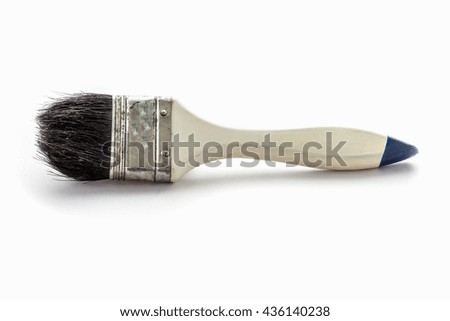 Old paint brush Active on a white background.