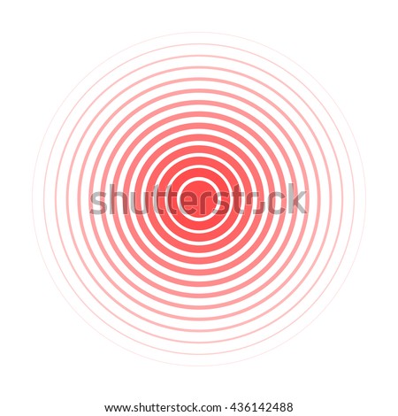 Red Rings sound wave and line in a circle. Tap symbol. Radio signal background. Vector template illustration abstract speed motion for your design