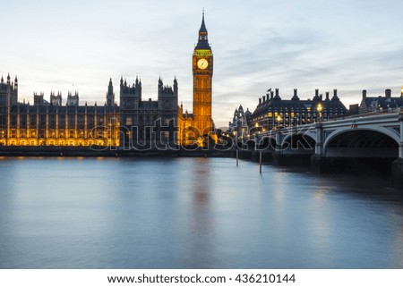 Houses of Parliament, UNESCO World Heritage Site, and Westminster Bridge over the River Thames, London, England, United Kingdom, Europe
