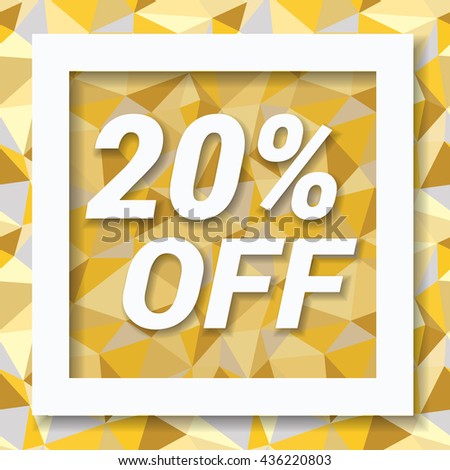 Gold sale banner 20 percent off. Sale and discount.Colorful sticker.  Special offer symbol. Modern sale labels. Vector illustration. 