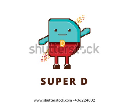 superhero in style pixel art logo template