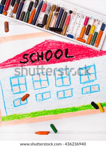colorful drawing: school building