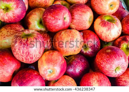 Fresh red ripe apples in market, red apple fruit