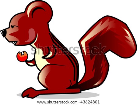 Illustration of squirrel with eating fruits	